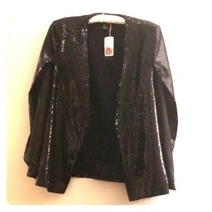 Black sequined cape jacket